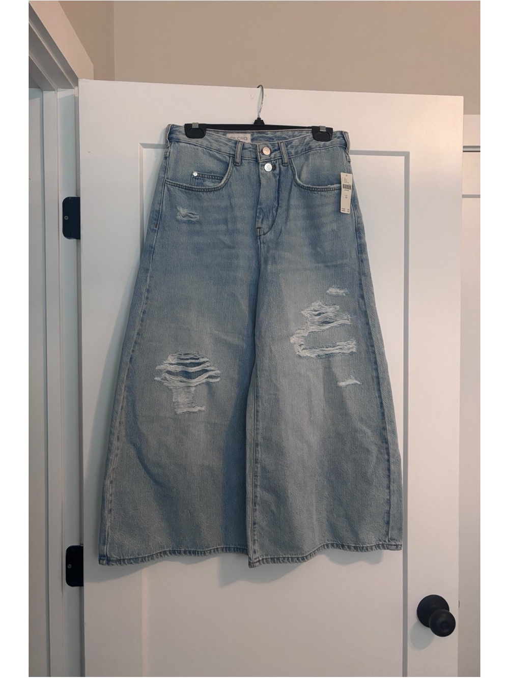 Pilcro Lyra High-Rise Crop Wide-Leg Distressed Jeans size 26 - Picture 4 of 4